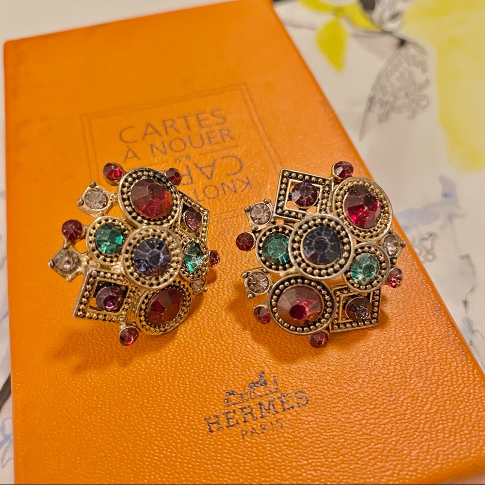 Gemstone colorful earrings vintage